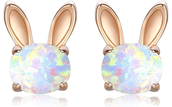 Hypoallergenic Opal Bunny Earrings