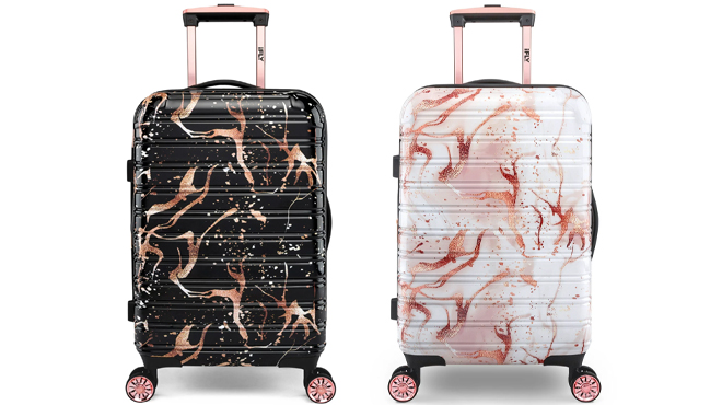 IFLY Marble Hardside Luggage 20 Inch Carry On Luggage in Black and White Rose Gold Colors