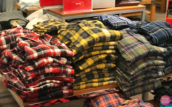 JCPenney Mens Flannel Shirts on a Shelf