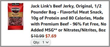 Jack Links Beef Jerky Checkout Summary