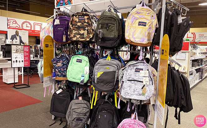 JanSport Backpacks on a Rack