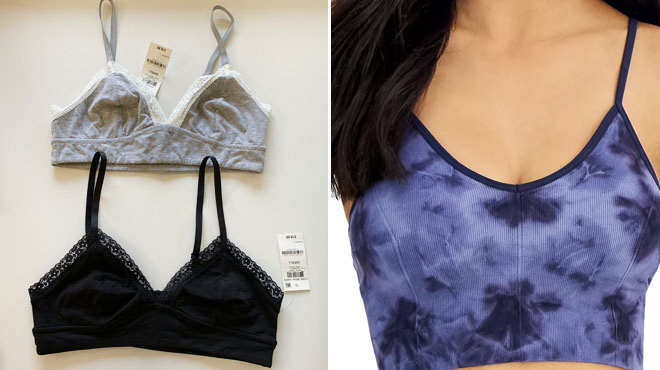 Jenni On Repeat Wide Lace Bralette and Jenni Seamless Ribbed Bralette