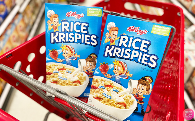 Kellogs Rice Krispies Breakfast Cereal 12 Ounce on a Cart