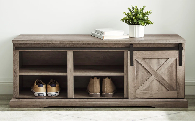 Kosjo Shoe Storage Bench Gray Wash Kosjo Shoe Storage Bench Gray Wash