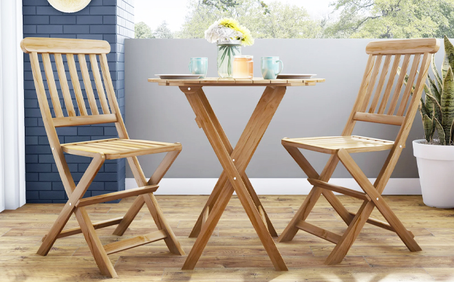 Lena 2 Person Outdoor Dining Set on Wooden Floor