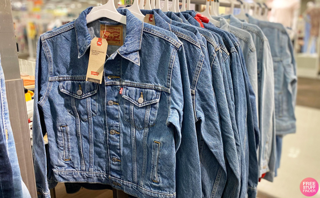 Levis Womens Ex Boyfriend Denim Jackets on Hangers Inside a Store