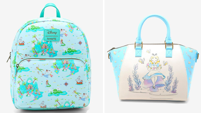 Loungefly Disney Peter Pan Backpack and Alice in Wonderland Satchel