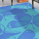 Mainstays 5 x 7 Blue Butterfly Reversable Outdoor Rug