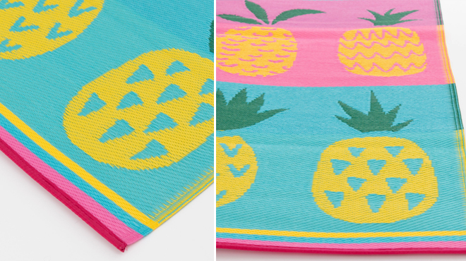 Mainstays 5 x 7 Multicolor Pineapple Plastic Reversible Outdoor Area Rug