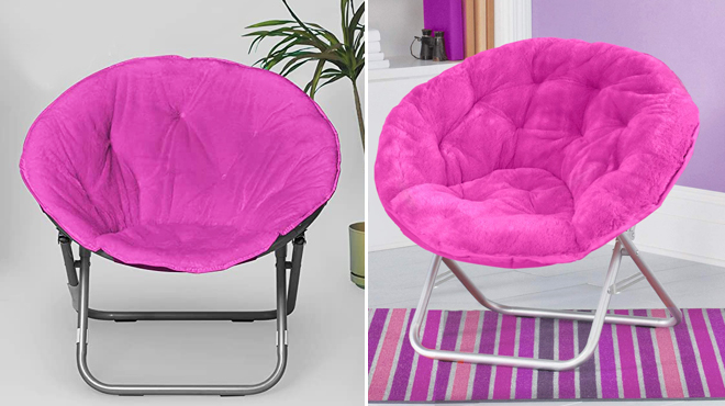 Mainstays Faux Fur Saucer Chair Pink