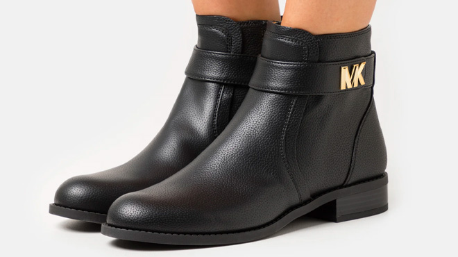 Michael Kors Faux Leather Ankle Boot Black