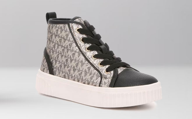 Michael Kors Kids High Top Sneakers on Gray Background
