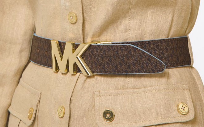 Michael Kors Reversible Logo and Leather Waist Belt