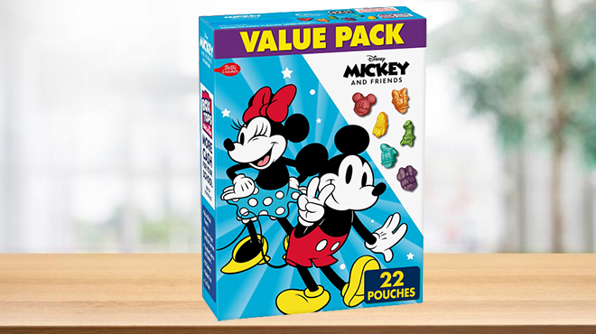 Mickey Mouse and Friends Fruit Flavored Snacks 22 Count on a Table