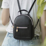 Mini Leather Backpack Purse black color 1