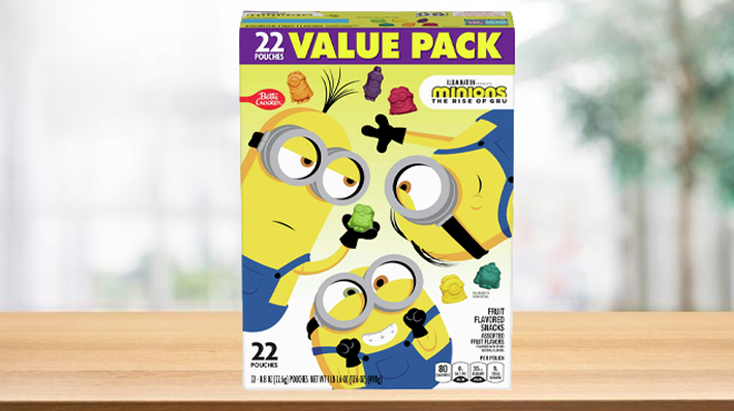 Minions Fruit Flavored Snack 22 Pack on a Table