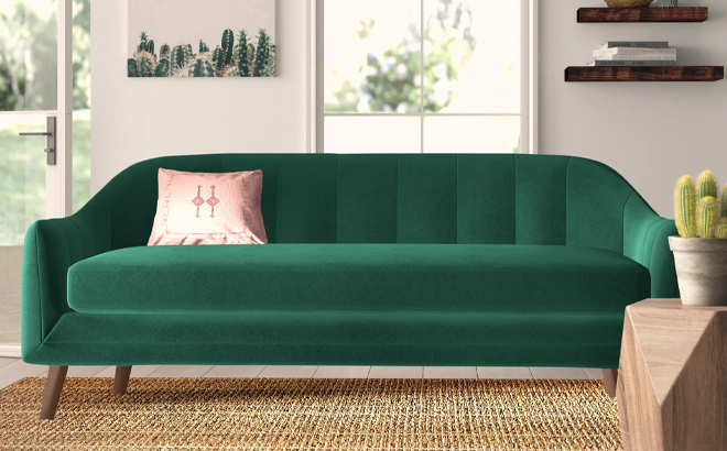 Mistana Forest Green Upholstered Sofa