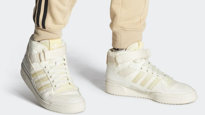 Model Wearing Adidas Men's Forum Mid Parley Shoes Model Wearing Adidas Men's Forum Mid Parley Shoes