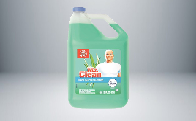 Mr Clean Multipurpose Cleaning Solution with Febreze 128 oz Capacity Bottle Meadows and Rain Scent Green 3 78 Liter