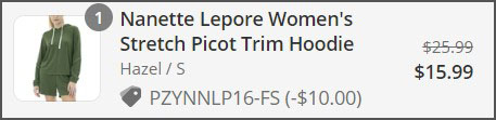 Nanette Lepore Womens Stretch Picot Trim Hoodie