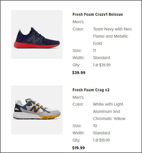New Balance Fresh Foam Cruz Reissue Mens Shoes Order Summary