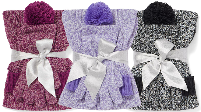 New York Company 3 Piece Scarf Gloves and Hat Sets