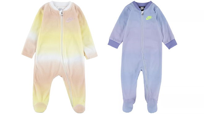 Nike Baby Girl Nike Ombre Footed Sleep and Play Pajamas in Pink and Purple