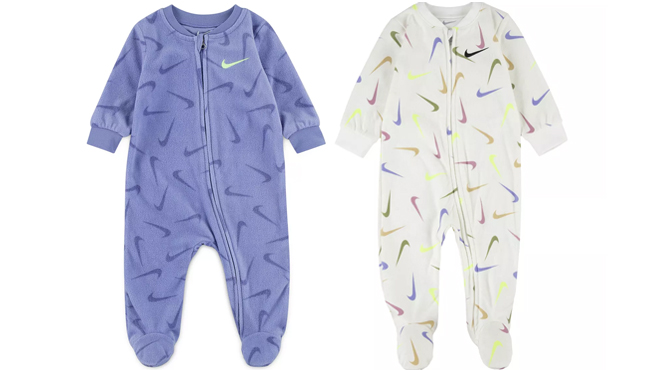 Nike Baby Swoosh Toss Footed Sleep and Play Pajamas in Two Colors