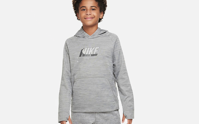 Nike Boys Grey Therma FIT Training Hoodie Nike Boys Grey Therma FIT Training Hoodie
