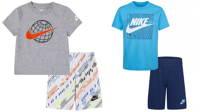 Nike Little Boys Digital Escape Short Sleeve T shirt and Shorts and Little Boys Sportswear Club T shirt and Shorts Set