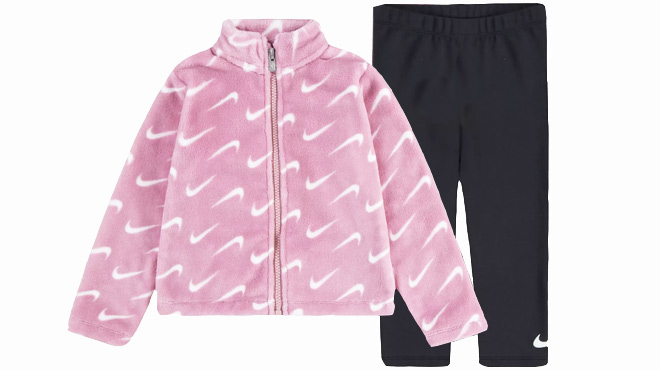 Nike Little Girls Swoosh Essentials Leggings and Jacket 2-Piece Set