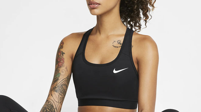 Nike Swoosh Womens Medium Support Non Padded Sports Bra Black