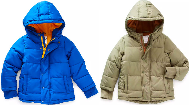 Okie Dokie Toddler Green and Blue Puffer Jacket