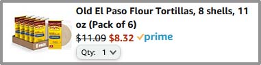 Old El Paso Flour Tortillas Checkout Summary