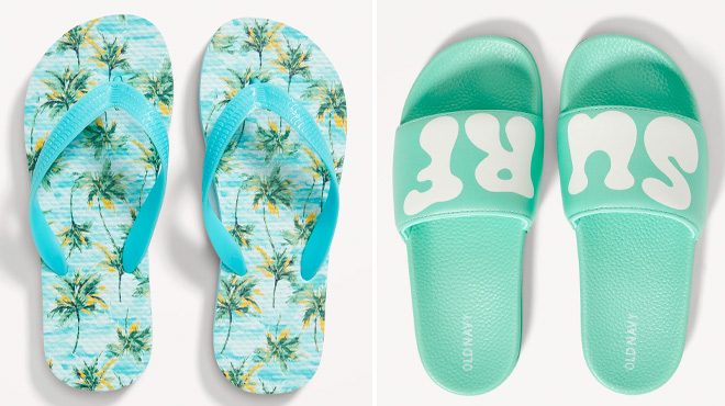 Old Navy Boys Blue Scenic Flip Flops and Surf Sandals