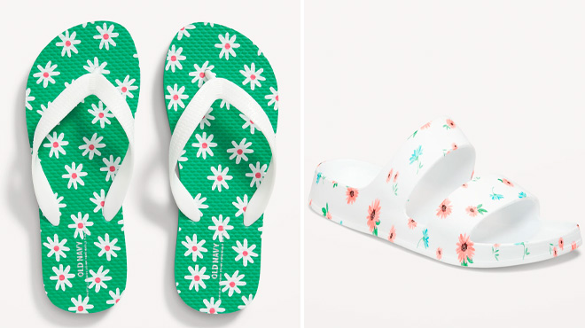 Old Navy Girls Daisy Flip Flops and Floral Sandals