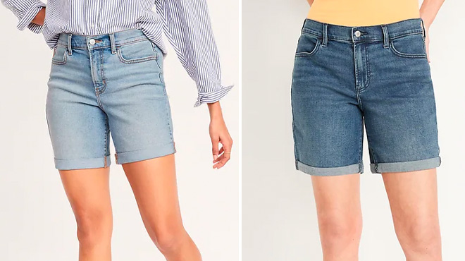 Old Navy Light and Dark Wash Womens Jean Shorts