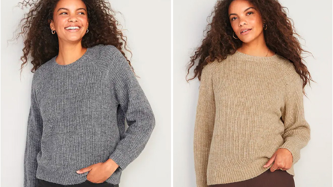 Old Navy Womens Gray and Camel Sweaters