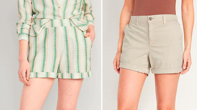 Old Navy Womens Green and Stone Shorts