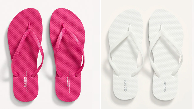 Old Navy Womens Pink and White Flip Flops