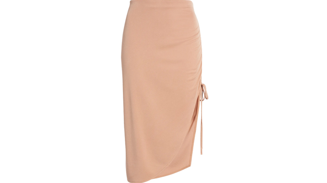 Open Edit Side Ruched Skirt on white background