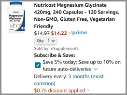 Order Summary Nutricost Magnesium Glycinate 420mg 240 Capsules 120 Servings