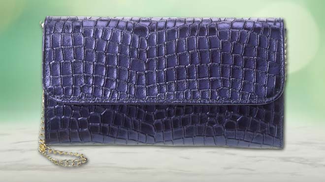 Persaman New York Embossed Leather Clutch Bag