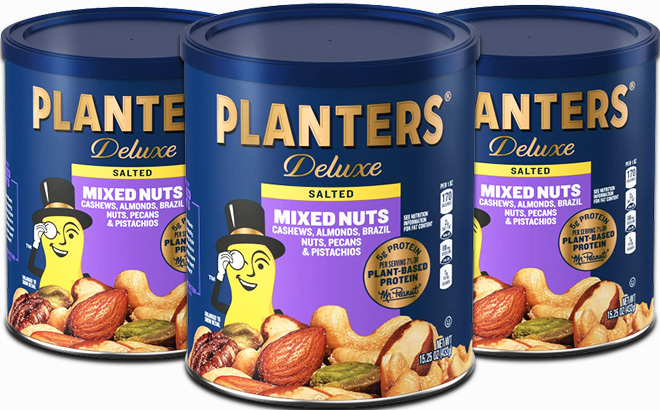 Planters Deluxe Salted Mixed Nuts Party Snacks Plant Based Protein 15 25 oz