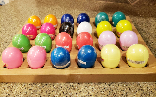 Play Doh Eggs 24 Pack on a Table