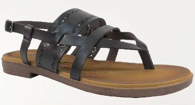 Pop Contiga Womens Adjustable Strap Footbed Sandals on a Gray Background