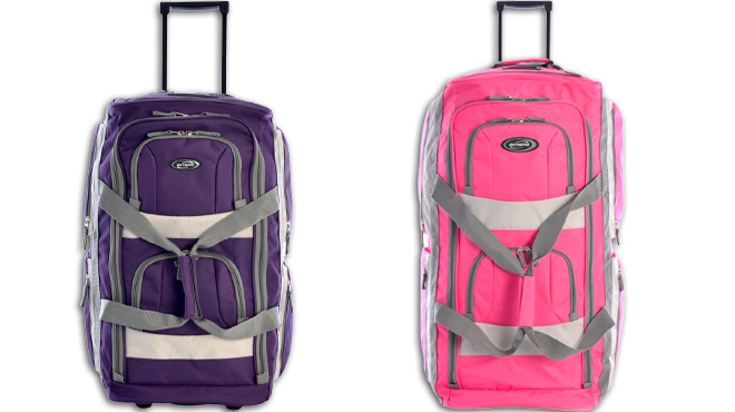 Purple and Pink Rolling Duffel Bags