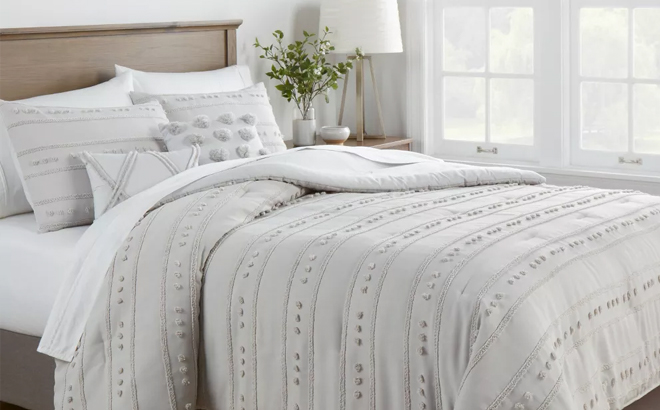 Quinlan Clipped Stripe Dot Comforter Bedding Set Threshold