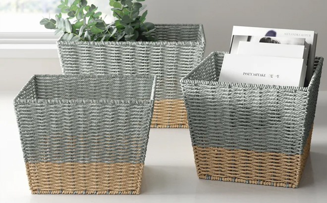 Rectangle Nesting Seagrass 3 Piece Basket Set
