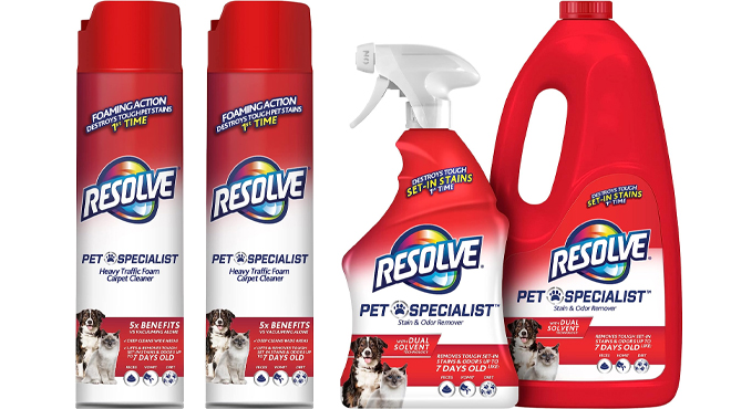 Resolve Pet Specialist Heavy Traffic Foam and Resolve Pet Specialist Carpet Cleaner Trigger and Refill